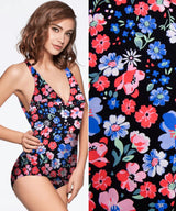 Midnight Bloom Print Nylon Swimwear Fabric -WHY543A - G.k Fashion Fabrics swimwear