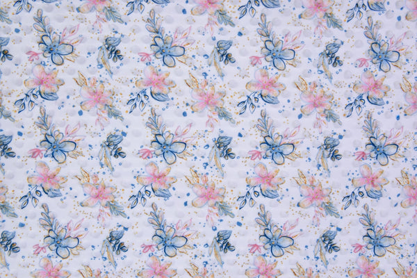 Minky Dots Fleece Flower Digital Print Fabric - 6026 - G.k Fashion Fabrics Ecru - 51 / Price per Half Yard minky
