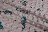 Minky Dots Fleece Seahorses Print Fabric - S1055 - G.k Fashion Fabrics minky