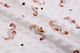 Minky Dots Fleece Seahorses Print Fabric - S1055 - G.k Fashion Fabrics minky