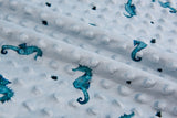 Minky Dots Fleece Seahorses Print Fabric - S1055 - G.k Fashion Fabrics minky