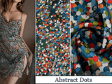 New Original 100% Silk Print Stretch Silk Fabric, 19 Momme Mulberry Silk Fabric.100% CRUELTY-FREE SILK Fashion Apparel width 48 inch - G.k Fashion Fabrics Abstract Dots / Price per Half Yard Silk