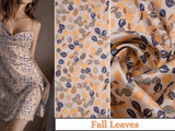 New Original 100% Silk Print Stretch Silk Fabric, 19 Momme Mulberry Silk Fabric.100% CRUELTY-FREE SILK Fashion Apparel width 48 inch - G.k Fashion Fabrics Fall Leaves / Price per Half Yard Silk