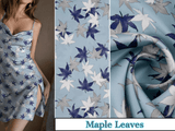 New Original 100% Silk Print Stretch Silk Fabric, 19 Momme Mulberry Silk Fabric.100% CRUELTY-FREE SILK Fashion Apparel width 48 inch - G.k Fashion Fabrics Maple Leaves / Price per Half Yard Silk