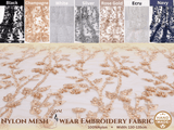 Nylon Mesh Bridal Wear fleur de Amour Embroidery Fabric- GK 6648/22 - BTK - 202207-2 - G.k Fashion Fabrics