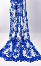 Nylon Mesh Bridal Wear Mesh Cord Lace Embroidery with Sequins Le petite Florista - GK 6584/22 - G.k Fashion Fabrics