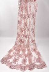 Nylon Mesh Bridal Wear Mesh Cord Lace Embroidery with Sequins Le petite Florista - GK 6584/22 - G.k Fashion Fabrics