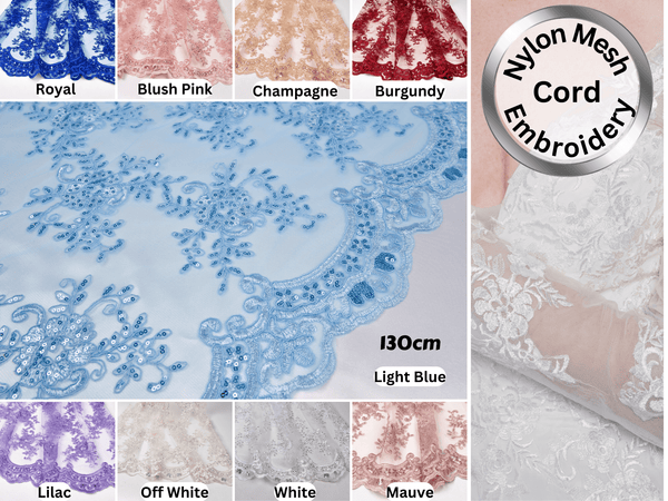 Nylon Mesh Bridal Wear Mesh Cord Lace Embroidery with Sequins Le petite Florista - GK 6584/22 - G.k Fashion Fabrics