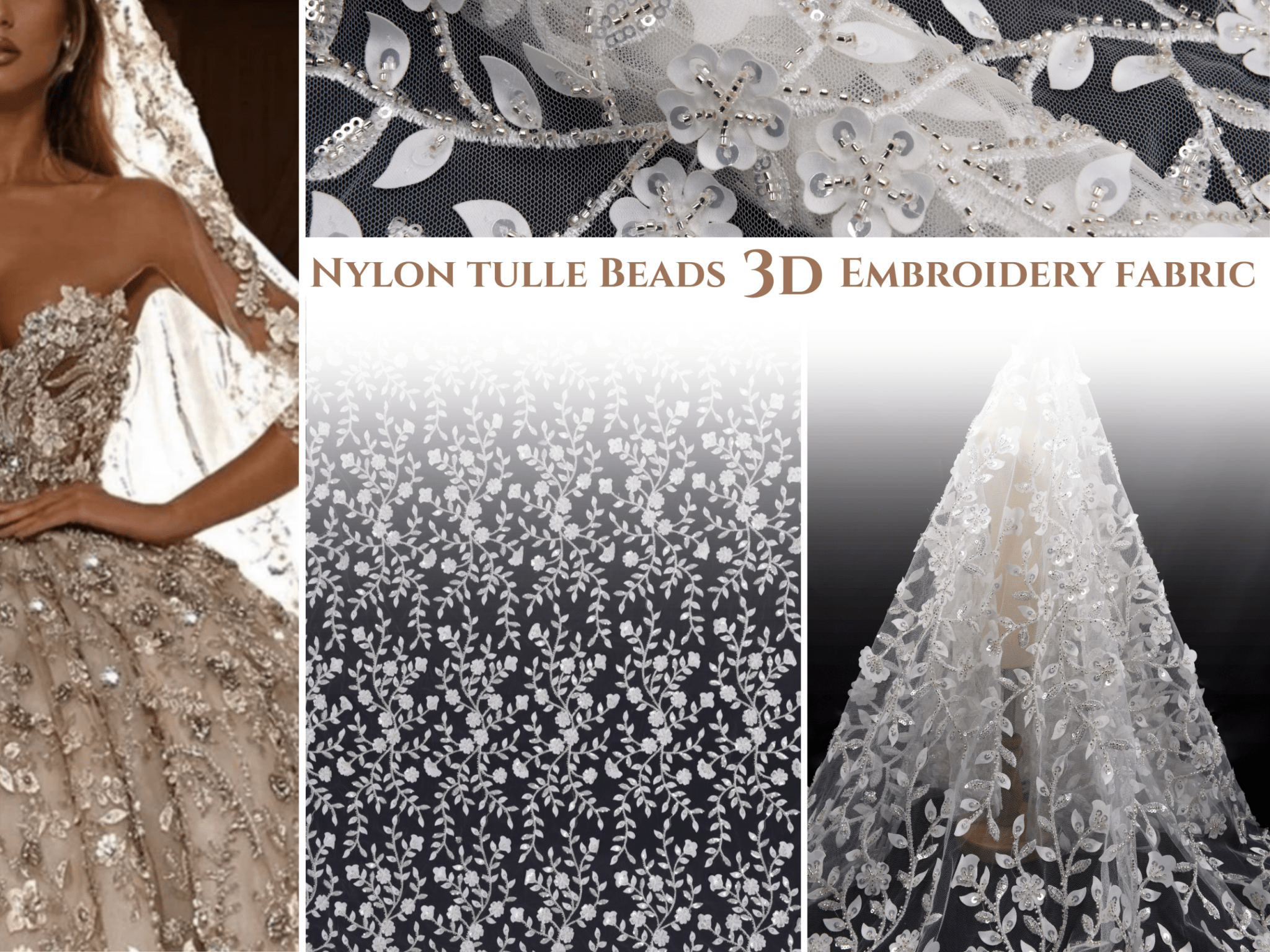 Use this embroidered fabric to embellish evening gowns