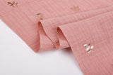 Organic Cotton Gauze With Copper Leaves - G.k Fashion Fabrics