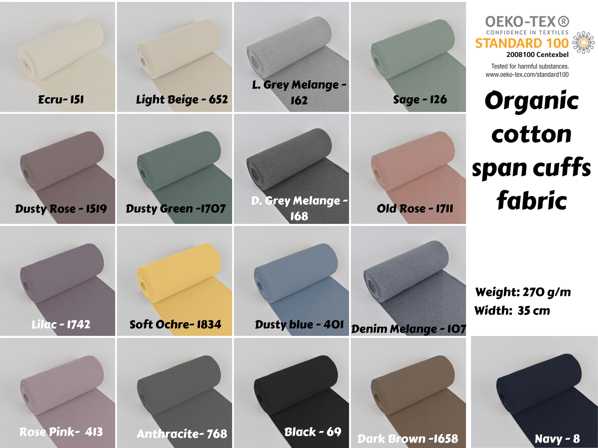 95% Organic Cotton, 5% Elastane Single Jersey - Grey Melange