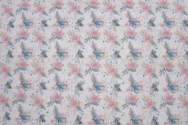 Organic Knit Cotton Spandex Jersey French Floral Digital Print Fabric - 5064 - G.k Fashion Fabrics Ecru - 51 / Price per Half Yard jersey
