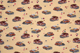 Organic Knit Cotton Spandex Jersey Hippy Cars Digital Print Fabric - 5044 - G.k Fashion Fabrics Light Yellow - 632 / Price per Half Yard jersey