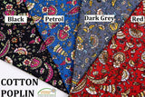 Peacock Paisley Print - Washed 100% Cotton Poplin - 8048 - G.k Fashion Fabrics cotton poplin