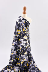 Premium Stretch Silky Satin Digital Print Fabric- Black- Roses-#7/1 - G.k Fashion Fabrics