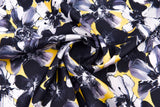 Premium Stretch Silky Satin Digital Print Fabric- Black- Roses-#7/1 - G.k Fashion Fabrics