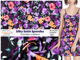 Premium Stretch Silky Satin Digital Print Fabric- Evening Garden -#1/1 - G.k Fashion Fabrics