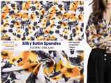 Premium Stretch Silky Satin Digital Print Fabric- Floral Dreams-#11/1 - G.k Fashion Fabrics