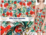 Premium Stretch Silky Satin Digital Print Fabric- Floral Twist -#12/1 - G.k Fashion Fabrics