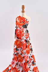 Premium Stretch Silky Satin Digital Print Fabric- Roses Garden -#4/1 - G.k Fashion Fabrics