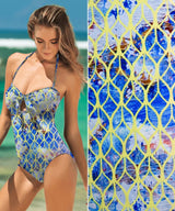 Retro Multi Fluorescent Print Nylon Swimwear Fabric - WLL241A - G.k Fashion Fabrics swimwear