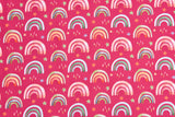 Softshell Digital Scattered Rainbow Print Fabric - G.k Fashion Fabrics Fuschia / Price per Half Yard softshell
