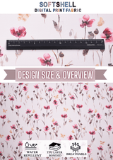 Softshell fabric Poppy Print Waterproof Water Repellent Resistant - G.k Fashion Fabrics softshell