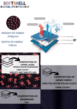 Softshell fabric Skeleton Print Waterproof Water Repellent Resistant - G.k Fashion Fabrics softshell