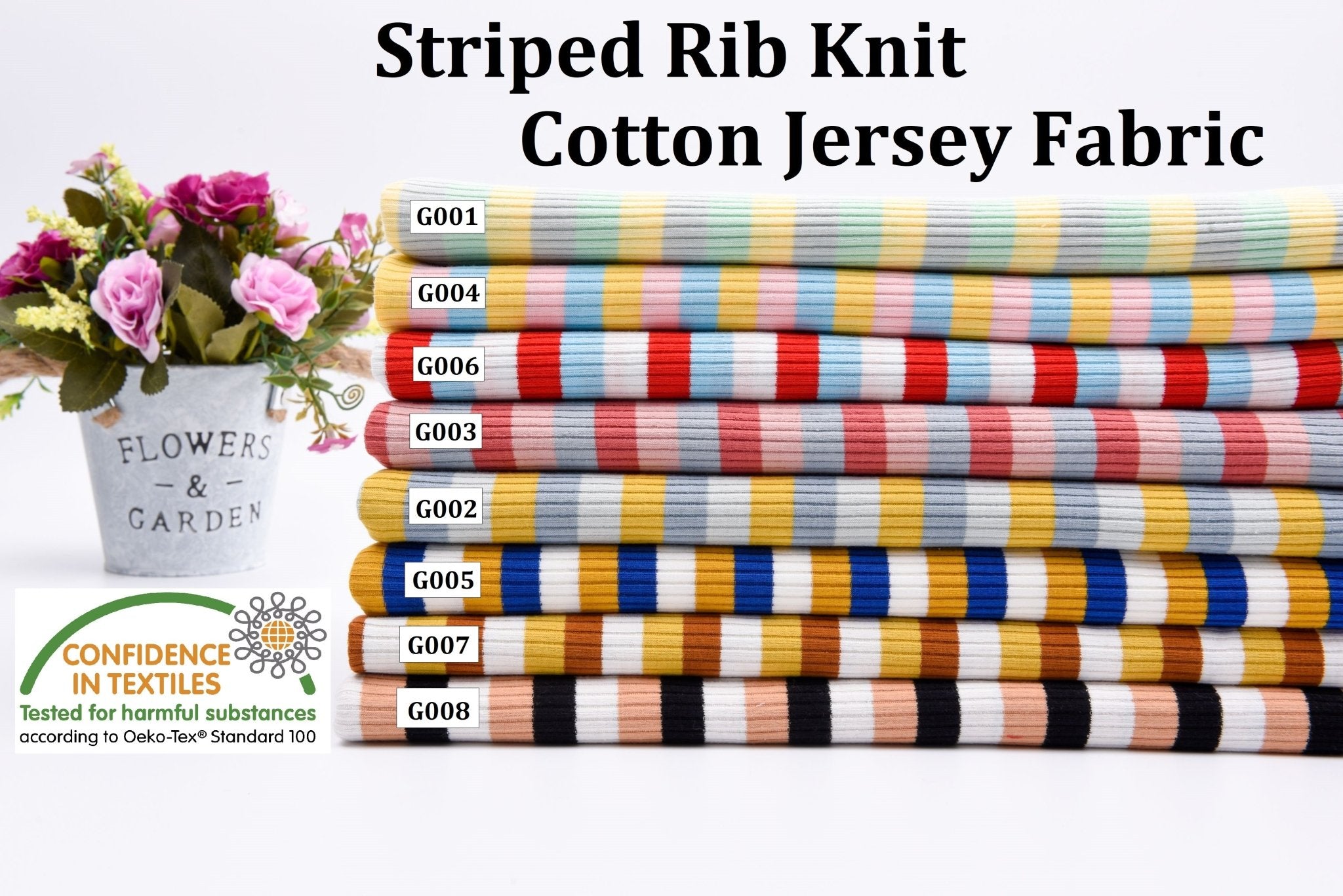 Charcoal Linear Rib Knit Jersey Fabric
