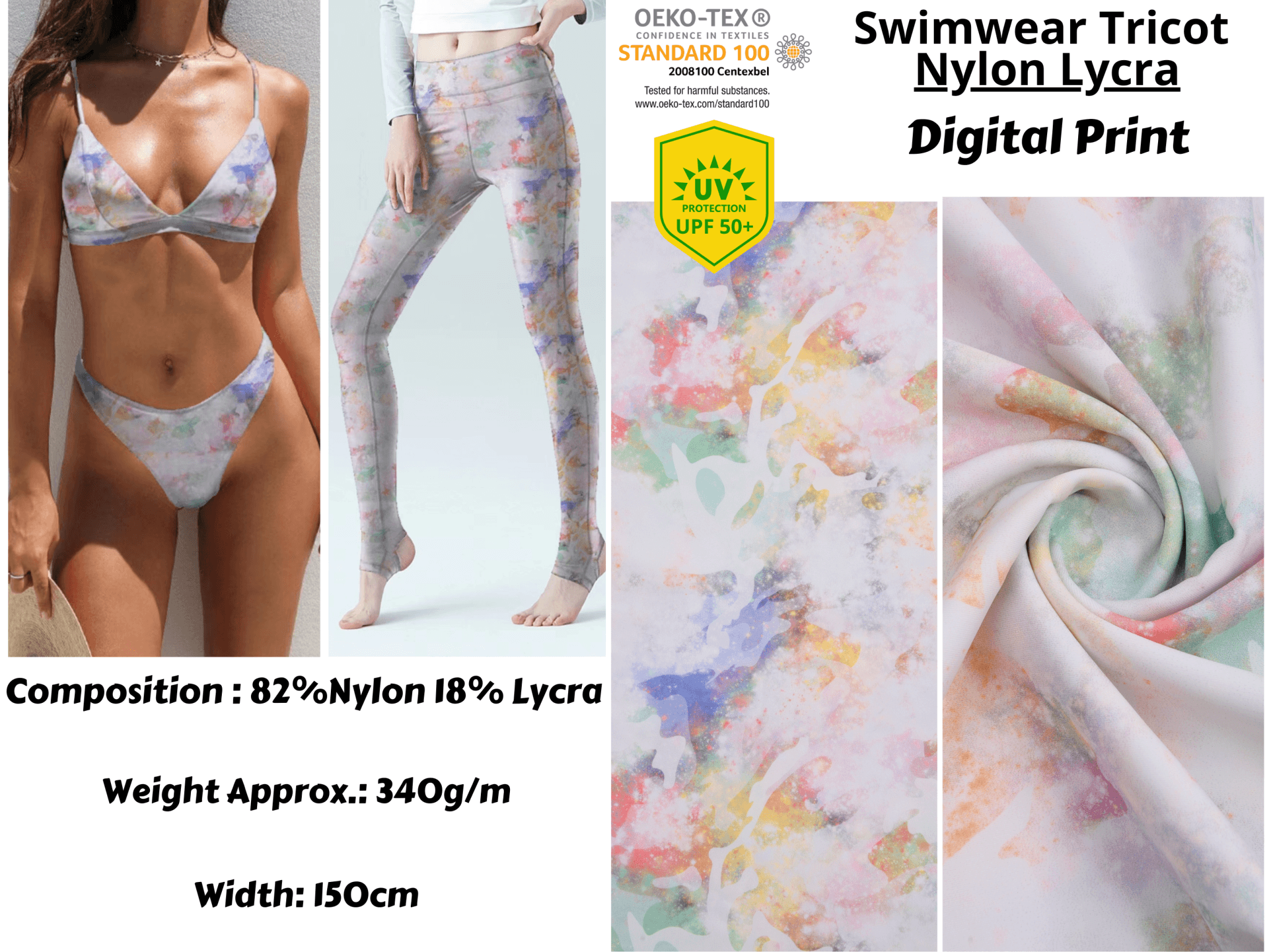 Sweat dreams Print Nylon Swimwear Fabric -WJH1251A