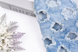 Tie Dye Ripped Washed Cotton Denim with Holes Fabric - G.k Fashion Fabrics denim