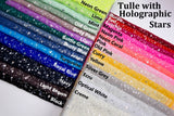 Tulle with Holographic Star Print Fabric - G.k Fashion Fabrics mesh