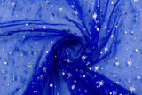 Tulle with Holographic Star Print Fabric - G.k Fashion Fabrics mesh