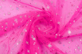 Tulle with Holographic Star Print Fabric - G.k Fashion Fabrics mesh