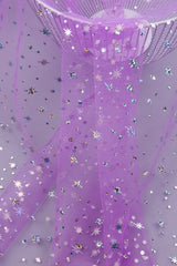 Tulle with Holographic Star Print Fabric - G.k Fashion Fabrics mesh