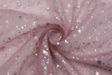 Tulle with Holographic Star Print Fabric - G.k Fashion Fabrics mesh