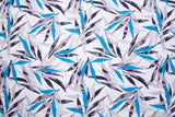 Turquoise Grey Leaves Print Nylon Swimwear Fabric - WJH1253A - G.k Fashion Fabrics swimwear