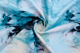 Turquoise Water Color Print Nylon Swimwear Fabric - WJH -1193B - G.k Fashion Fabrics swimwear