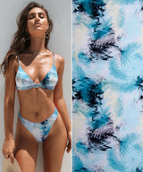 Turquoise Water Color Print Nylon Swimwear Fabric - WJH -1193B - G.k Fashion Fabrics swimwear