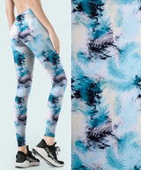 Turquoise Water Color Print Nylon Swimwear Fabric - WJH -1193B - G.k Fashion Fabrics swimwear