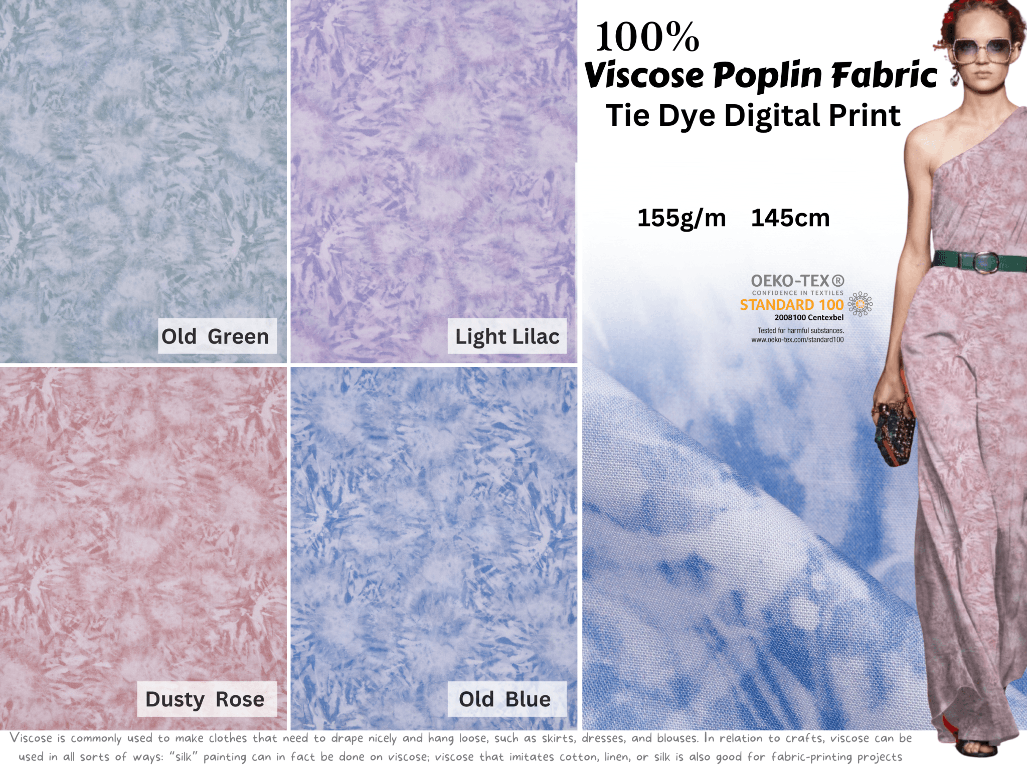 Tie-Dye Digital Viscose Dress Fabric