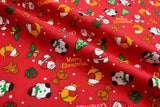Washed 100 % Organic Cotton Poplin, Christmas Print Fabric. Santa - G.k Fashion Fabrics cotton poplin
