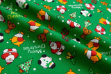Washed 100 % Organic Cotton Poplin, Christmas Print Fabric. Santa - G.k Fashion Fabrics cotton poplin