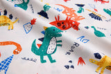 Washed 100 % Organic Cotton Poplin, Dino Print Fabric. GK - 047 - G.k Fashion Fabrics cotton poplin