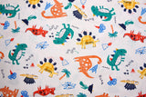 Washed 100 % Organic Cotton Poplin, Dino Print Fabric. GK - 047 - G.k Fashion Fabrics cotton poplin