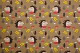 Washed 100 % Organic Cotton Poplin, Hedgehog Print Fabric. GK-029 - G.k Fashion Fabrics cotton poplin
