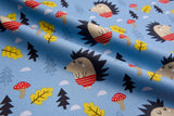Washed 100 % Organic Cotton Poplin, Hedgehog Print Fabric. GK-029 - G.k Fashion Fabrics cotton poplin