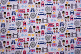 Washed 100 % Organic Cotton Organic Poplin, London Print Fabric. GK - 038 - G.k Fashion Fabrics cotton poplin