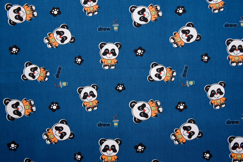 Washed 100 % Organic Cotton Poplin, Panda Print Fabric. GK-006 - G.k Fashion Fabrics cotton poplin