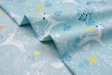 Washed 100 % Organic Cotton Poplin, Winter Deer Print Fabric. GK - 007 - G.k Fashion Fabrics cotton poplin
